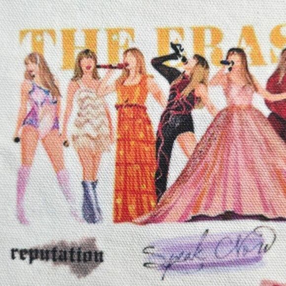Taylor Swift The Eras Tour Themed Makeup Bag Names of Songs Canvas 9" x 7" - Picture 2 of 6